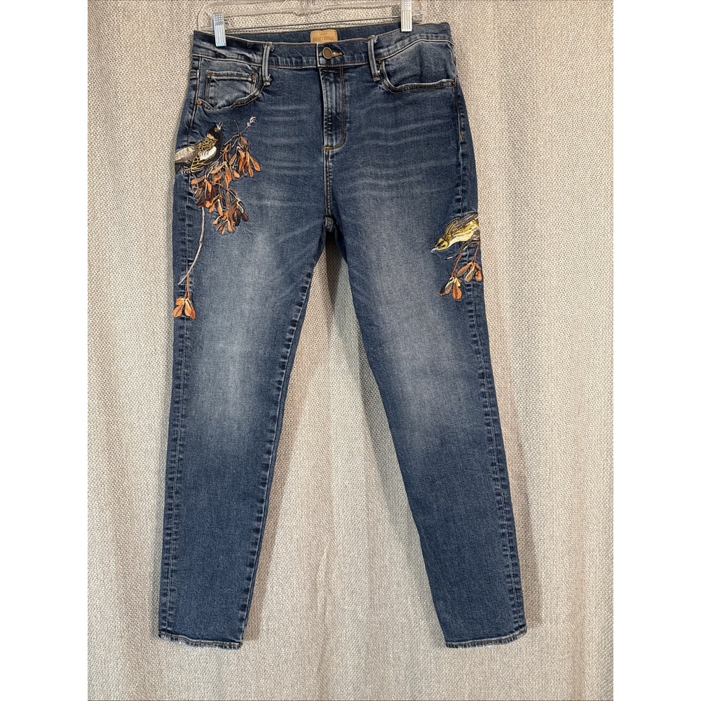 Driftwood Women's Jackie Embroidered Jeans Women's Size 31 Fall Leaves Birds